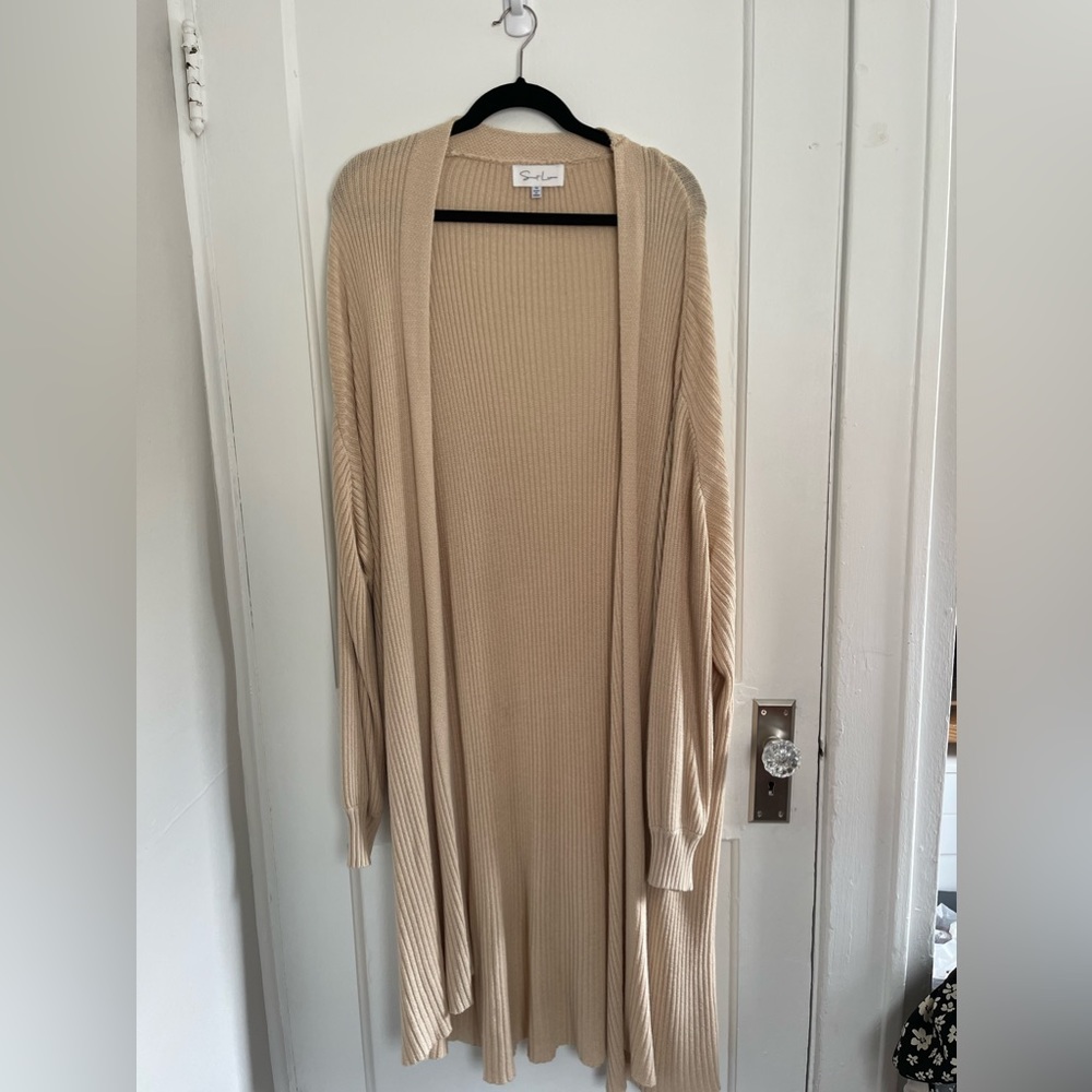 Cream oversized duster cardigan